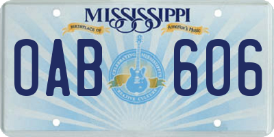 MS license plate OAB606