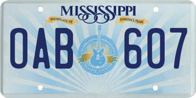 MS license plate OAB607