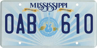 MS license plate OAB610