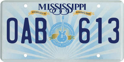 MS license plate OAB613