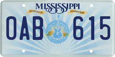 MS license plate OAB615