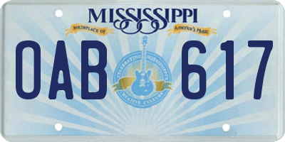 MS license plate OAB617