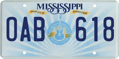 MS license plate OAB618