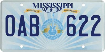 MS license plate OAB622