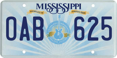 MS license plate OAB625