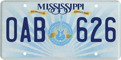 MS license plate OAB626
