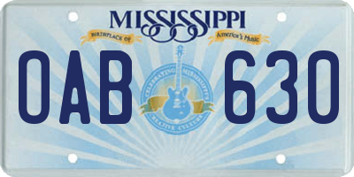 MS license plate OAB630