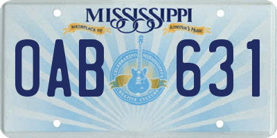 MS license plate OAB631