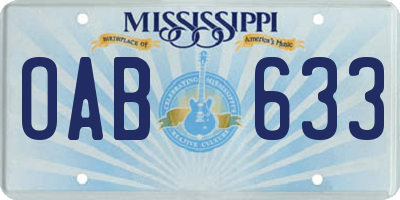MS license plate OAB633