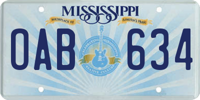 MS license plate OAB634