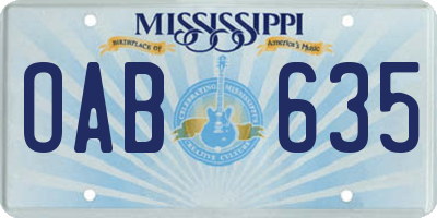 MS license plate OAB635
