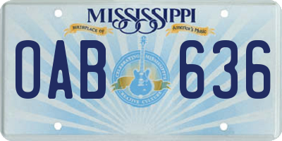 MS license plate OAB636