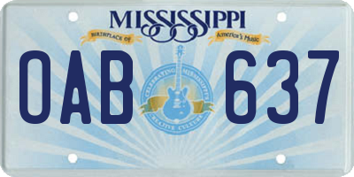 MS license plate OAB637