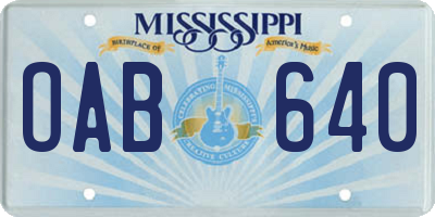 MS license plate OAB640