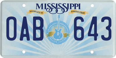 MS license plate OAB643