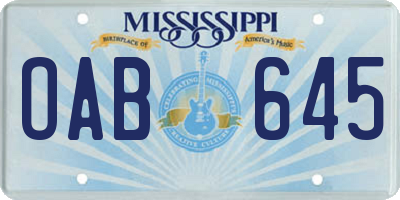 MS license plate OAB645