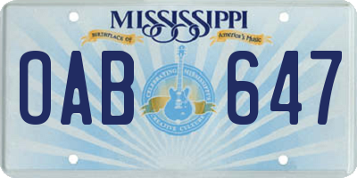 MS license plate OAB647
