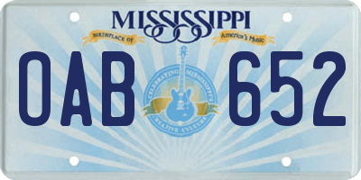 MS license plate OAB652
