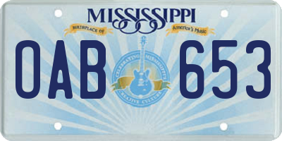 MS license plate OAB653