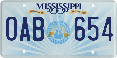 MS license plate OAB654
