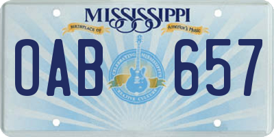 MS license plate OAB657
