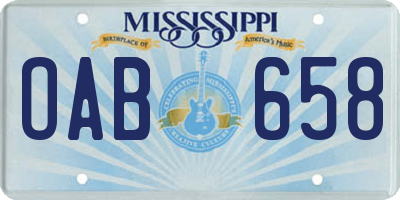 MS license plate OAB658