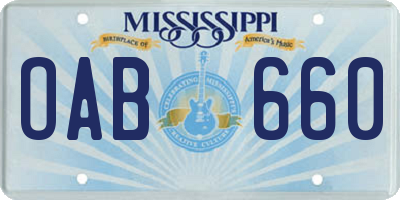 MS license plate OAB660