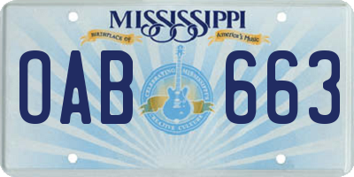 MS license plate OAB663