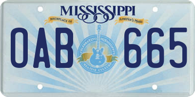 MS license plate OAB665