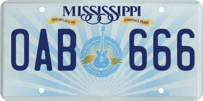 MS license plate OAB666