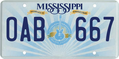 MS license plate OAB667