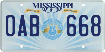 MS license plate OAB668