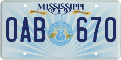 MS license plate OAB670