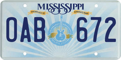 MS license plate OAB672