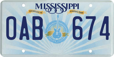 MS license plate OAB674
