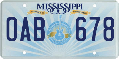 MS license plate OAB678