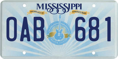 MS license plate OAB681