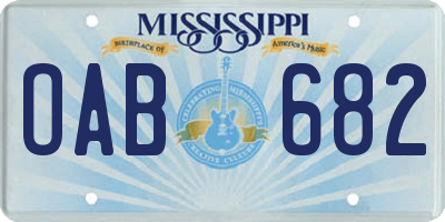 MS license plate OAB682