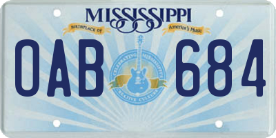 MS license plate OAB684