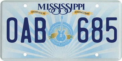 MS license plate OAB685