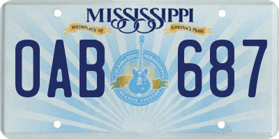MS license plate OAB687