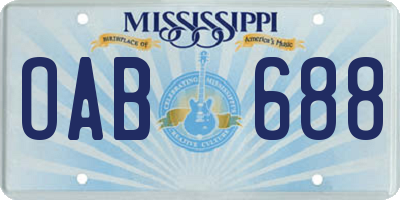 MS license plate OAB688