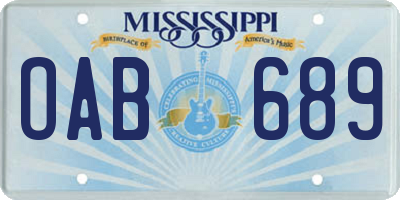 MS license plate OAB689