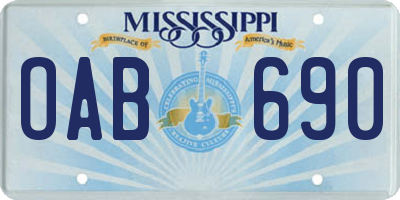 MS license plate OAB690