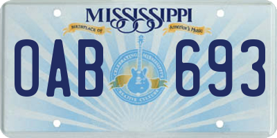 MS license plate OAB693