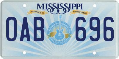 MS license plate OAB696