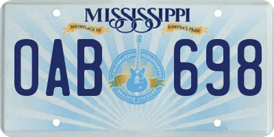 MS license plate OAB698