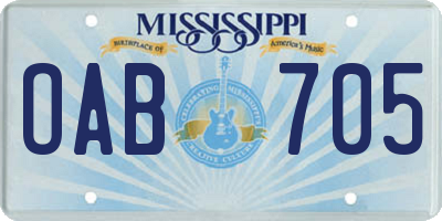 MS license plate OAB705