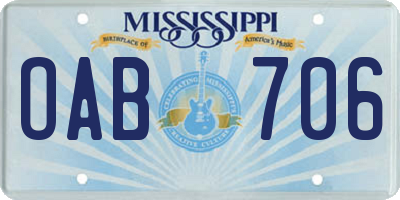MS license plate OAB706