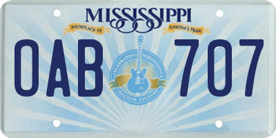 MS license plate OAB707
